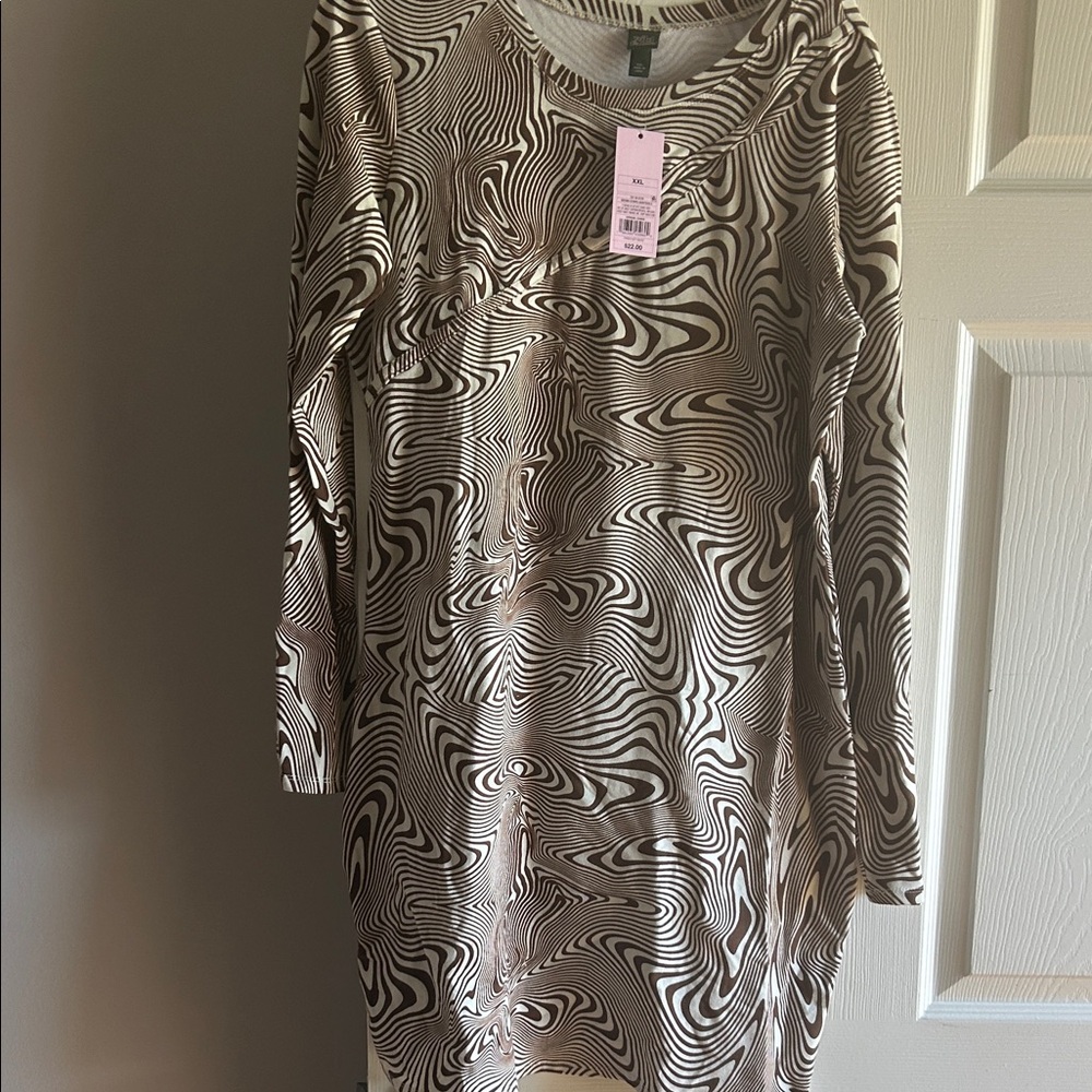 Wild Fable Black and White Patterned Midi Dress